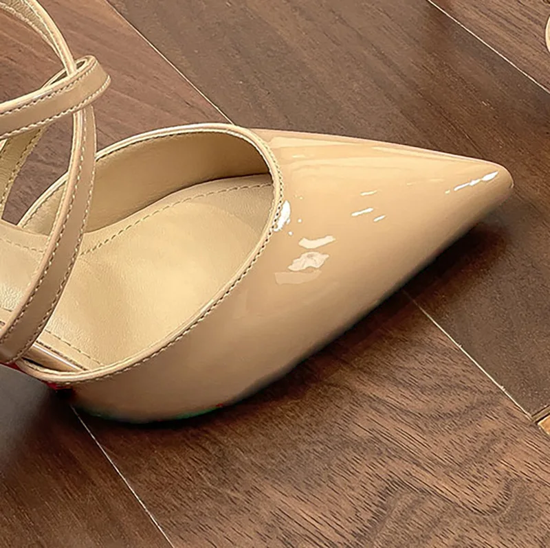 African Party Shoe and Bag Set Beige High Heels Shallow Mouth 2025 Sandals Ladies Slip On Lace-Up Nude Platform Sexy Pump Pointe 6