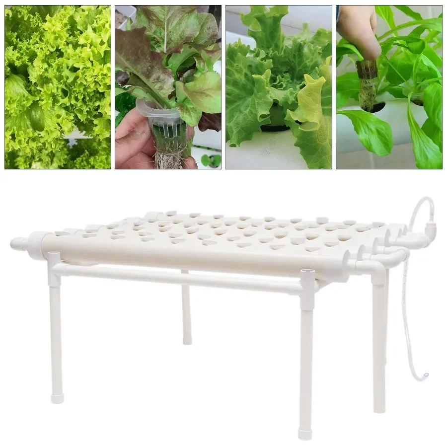 BYMAOCAR 1/3-Schicht Hydroponisches Anbausystem, PVC Indoor-Garten Hydroponik-Set Wassersparend (1 Schicht, 54 Löcher) – Detail 2