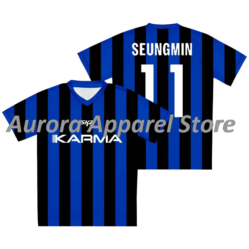 Kpop SKZ Karma Jersey Dominate World Tour Merch V-neck T-Shirts