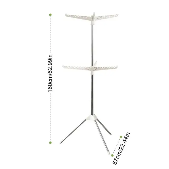 Tripod Clothes Drying Rack Portable Space Saving HeightAdjustable Stainless Steel Laundry