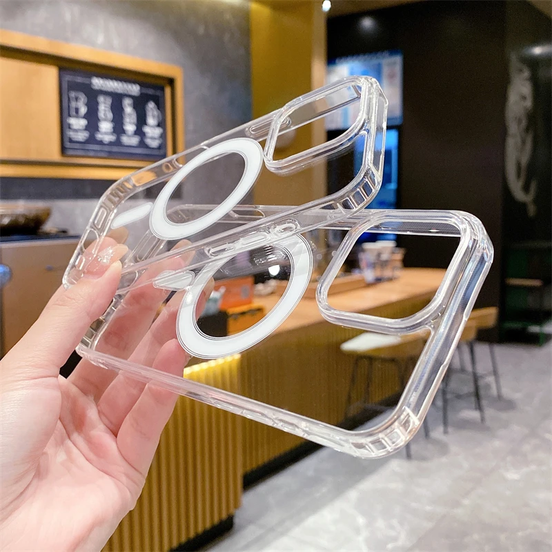 Crystal Clear Magnetic Wireless Charging Case with Acrylic Cover