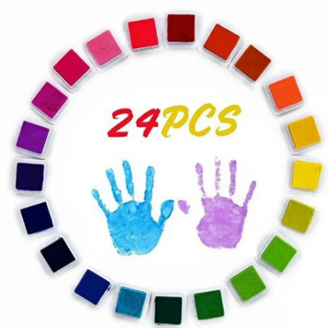 24 Colors Inkpad Cartoon Stamp Craft Oil Based DIY Ink Pads for Rubber Stamps Scrapbook Decor Fingerprint Kids Toy 3