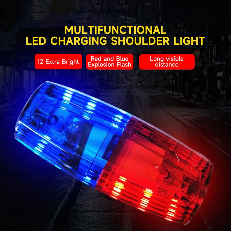 1/2pcs Police Light LED Shoulder Lamp Caution Emergency Warning Safety Lights Multi-func USB Rechargeable with Clip Lighting LED