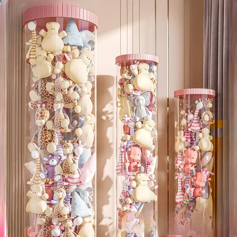 Tubo Transparente Para Almacenar Peluches - Organizador Vertical Con Ruedas, Ideal Para Dormitorio Infantil