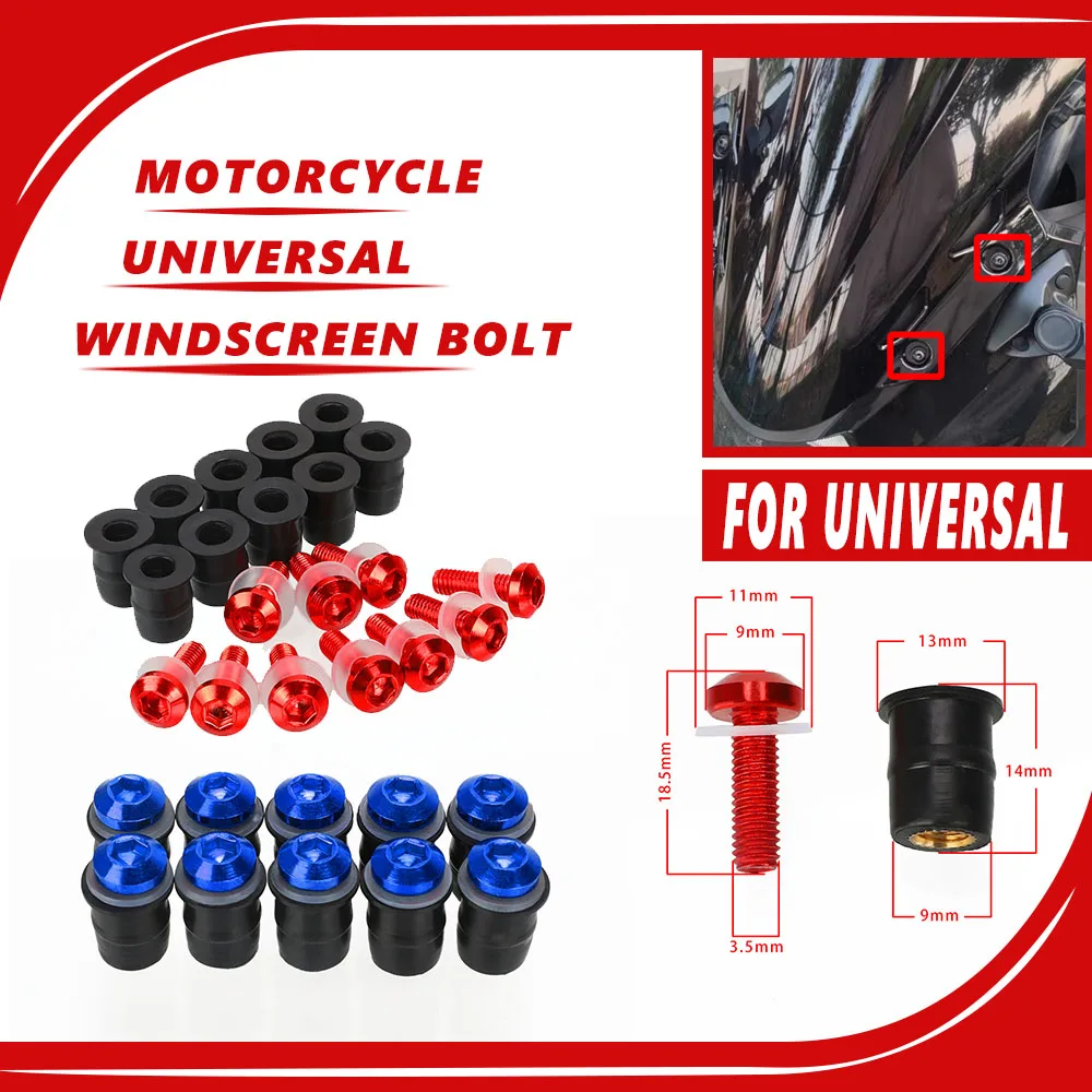 

CBR 650R 500R For Honda CBR600RR CBR1000RR CBR250RR 5mm 10PCS M5 Windscreen Windshield Bolts Screw Kits CBR 600 954 1000 RR