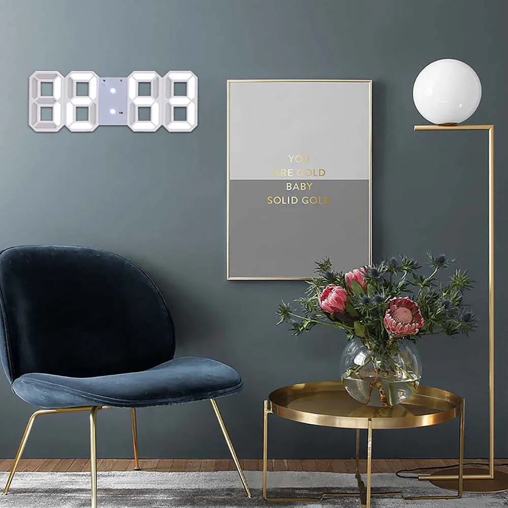 Modern LED Digital Wall Clock with 3D Display and Temperature Indicator