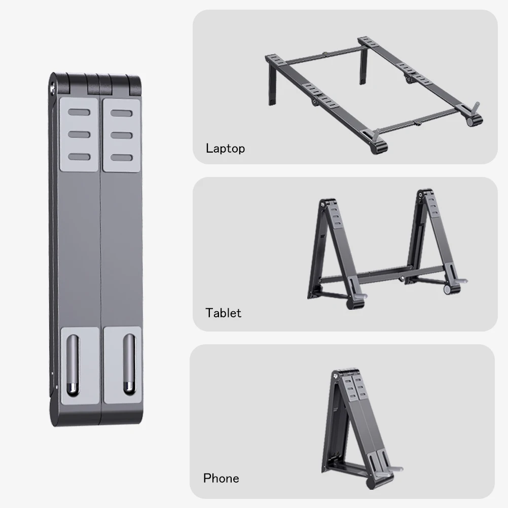 Oatsbasf 미니 노트북 홀더 Macbook Pro Air iPad 노트북 태블릿 홀더 3 in1Portable 스탠드 용 알루미늄 조절 식 전화 스탠드