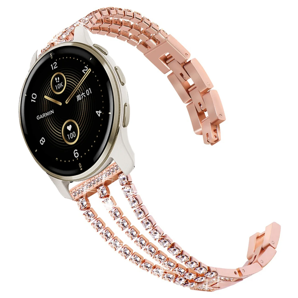 

20mm 22mm Women's Diamond Strap For Garmin Venu 2 Sq GarminMove 3 GarminActive Vivoactive 4 Metal Band Stainless Steel Bracelet
