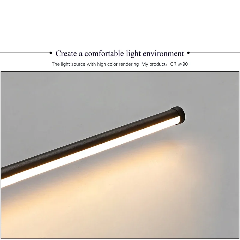 Modern Minimalist LED Wall Lamp Black Long Strip Light Living Room TV Wall Bedroom Bedside Hallway Ambient Lighting Fixture 3