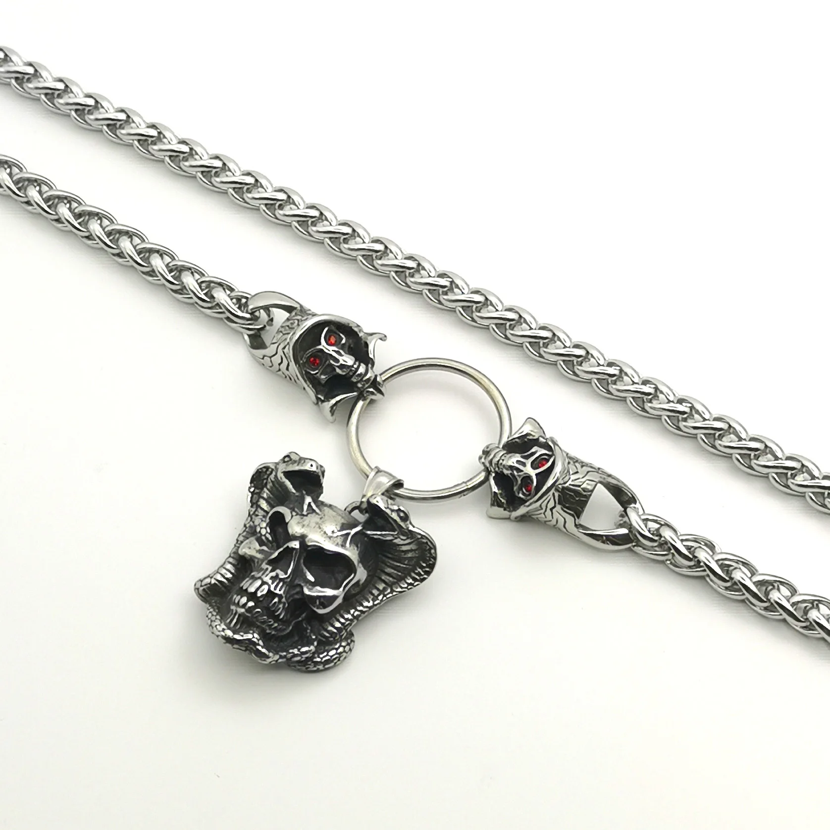 Stainless Steel Skull Pendant Death Dragon Bone Chain Necklace Neo-Gothic Jewelry