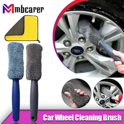 Car Wheel Cleaning Brush Tire Washing Clean Soft Microfiber Wheel Rim Brush for Car Trunk Motorcycle Auto Detailing Wash Brush