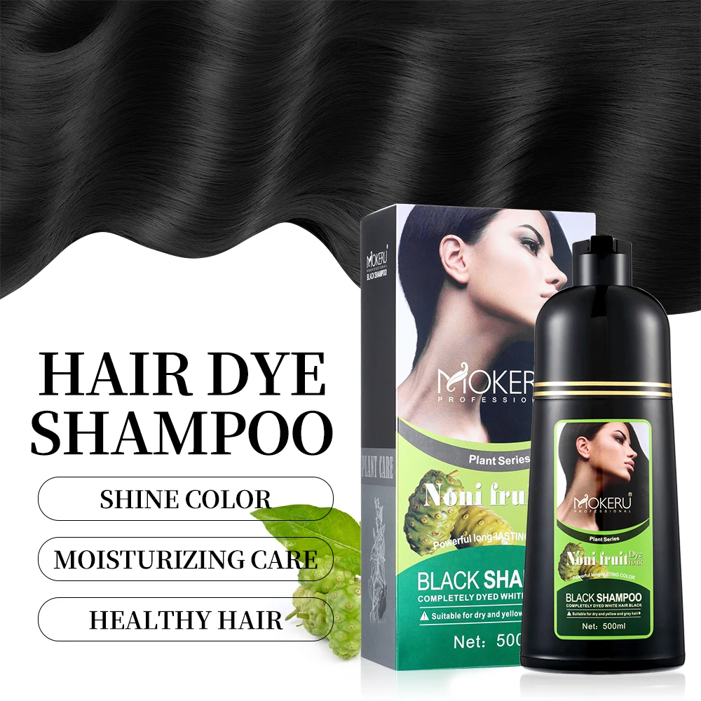 Mokeru 500ml shampoo colorante permanente per capelli neri vegetali naturali Nori, utilizzato per coprire la tinture per capelli grigi - immagine 6