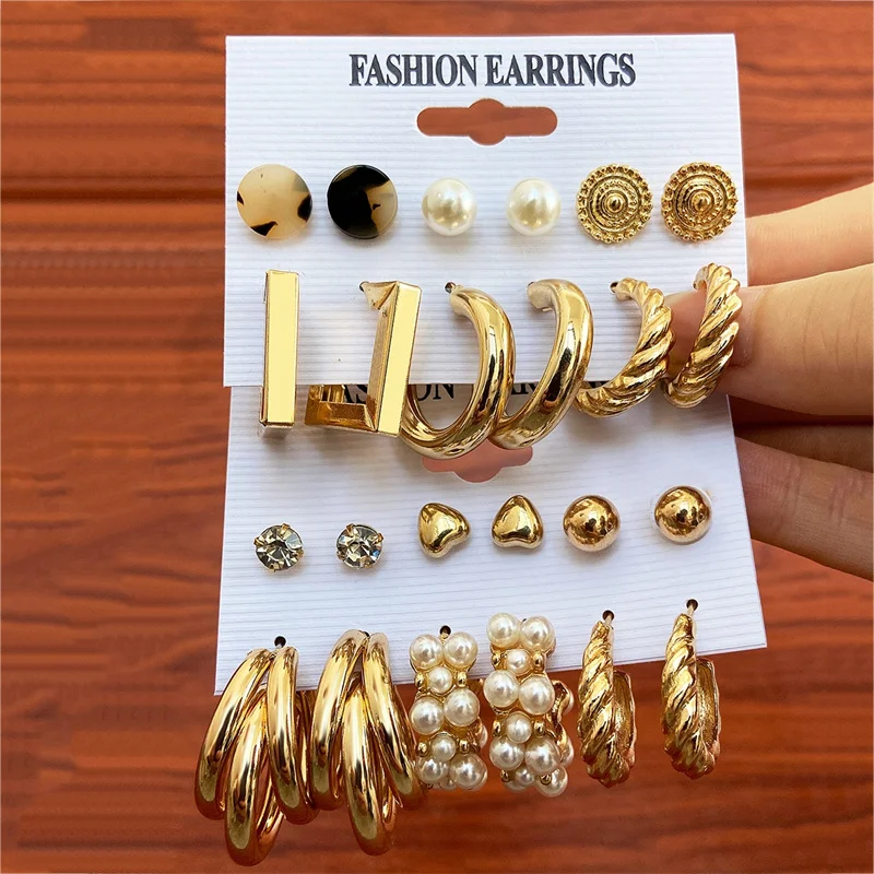 Geometry Earrings Set Wholesale Trendy Irregular Vintage Earring Set For Women Elegant Punk Vintage Dangle Wedding Party Jewelry