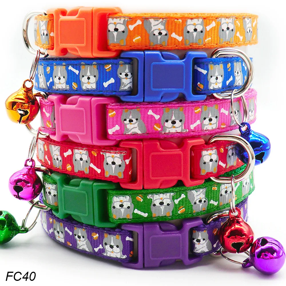 Wholesale 24Pcs With Bell Collars Delicate Safety Casual  Dog Collar Neck Strap Fashion Adjustable Camo Bell Pet Dog Collar