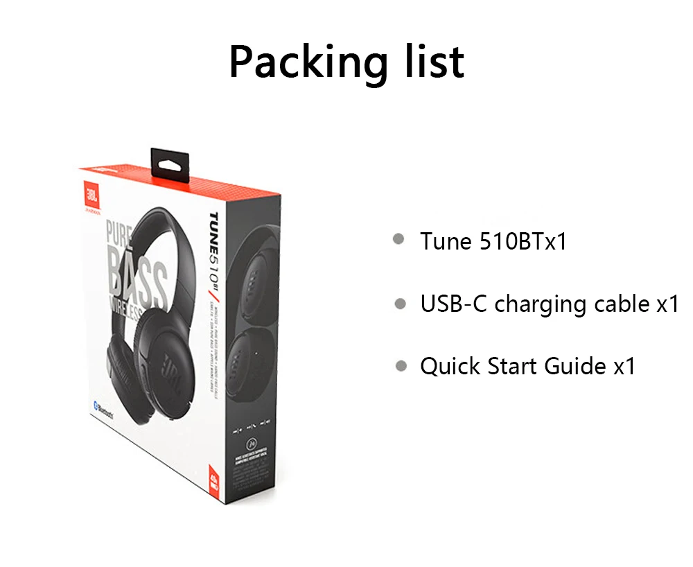Produit JBL Tune 510BT – Casque Sans Fil Bluetooth avec Son Pure Bass, Autonomie 40H, Micro Intégré