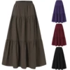 Women´s Casual Long Skirts, Solid Color Pleated Big Hem Elastic Waist Loose Fit Skirts, Simple Style Bottoms 1