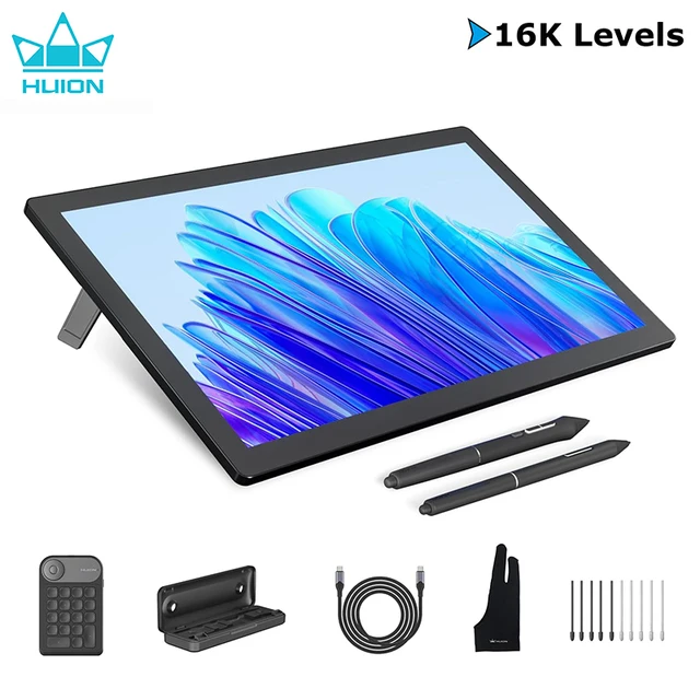 Huion Tablet Kamvas Pro 19 Graphics Tablets Monitor 18.4" Finger Touchscreen 4K UHD Drawing Display 16K Levels Pressure Dual Pen 1