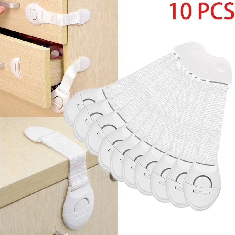 10pcs 어린이 안전 캐비닛 잠금  증거 보안 수호자 서랍 도어 캐비닛 잠금 플라스틱 보호 어린이 안전 도어 잠금 장치