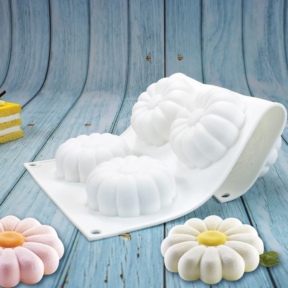

6 even sunflower silicone mold daisy cake mold DIY Bread Mould Silicone Moulds For Cake Mooncake Mold Cake Tools