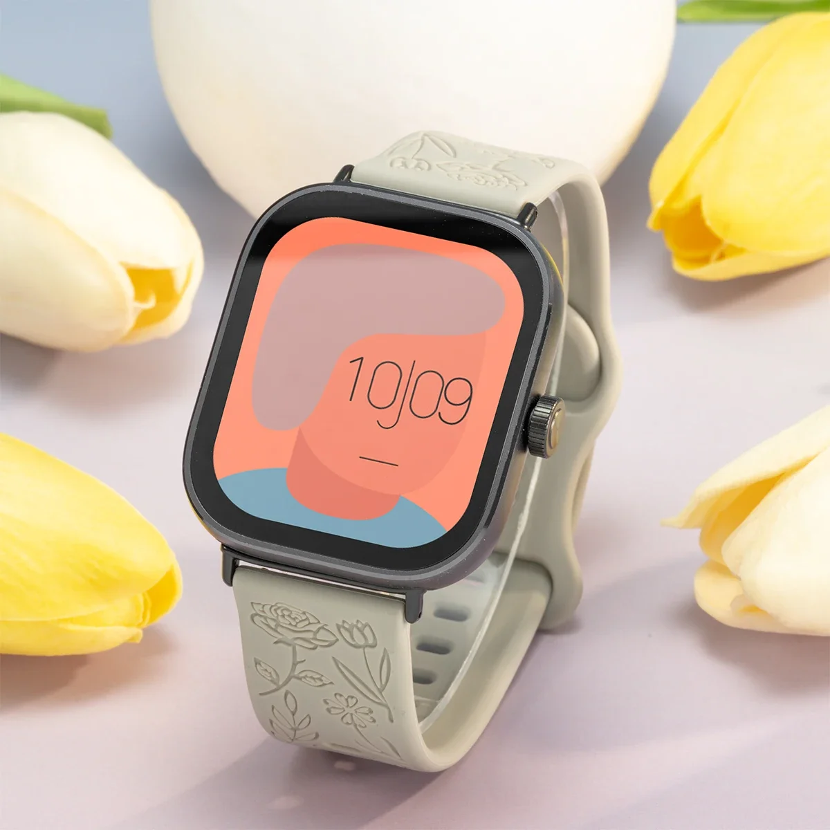 Magnetic Silicone Smartwatch Strap with Carvings Design - Universal Fit Bracelet Accessory