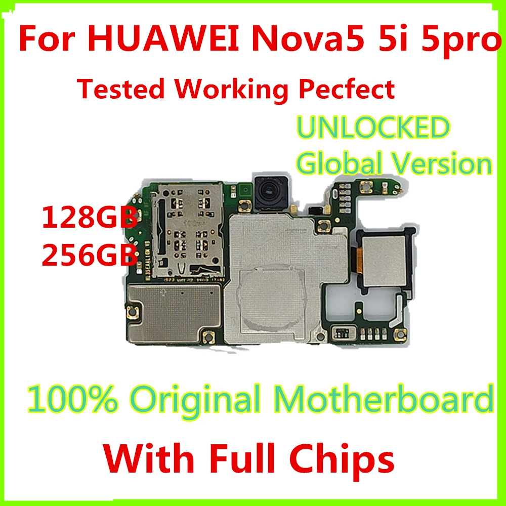 

Original Work Well Unlocked For Huawei NOVA5 5i 5Pro Motherboard 128GB 256GB LogicBoard with Full Chips Android System Mainboard