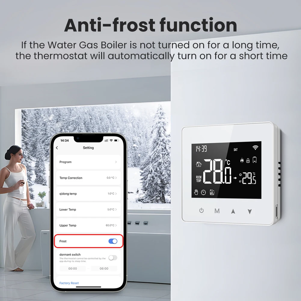 

For Tuya WiFi Thermostat 86*86*28mm ABS Flame Retardant Composite Smart Home Temperature Controller For Gas Boiler