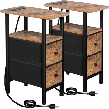 Slim Nightstand with Charging Station 1