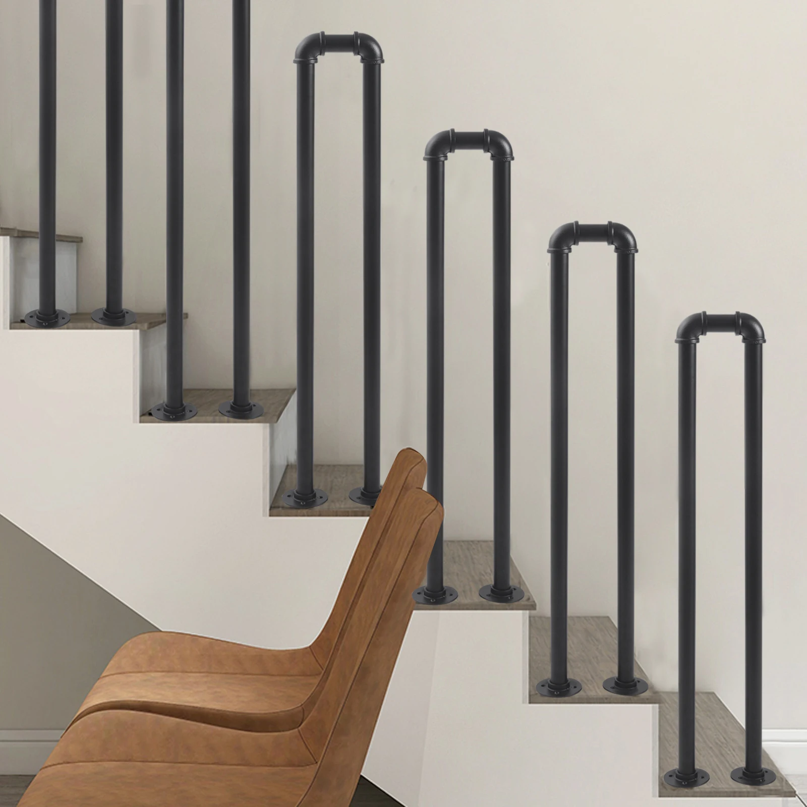 U-Shaped Industrial Wrought Iron Railing Non-Slip Safety Indoor Or Outdoor Elderly Children's Support Poles