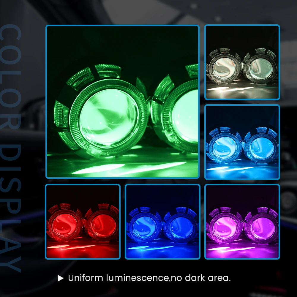 LED Devil Eye RGB Lights for Automotive and Motorcycle Headlights, App-Controlled