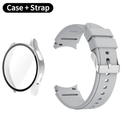 Elegant Protective Case and Band with Screen Protector for Samsung Galaxy Watch Series - Premium PC Hard Cover and Durable Strap (Silver Grey)