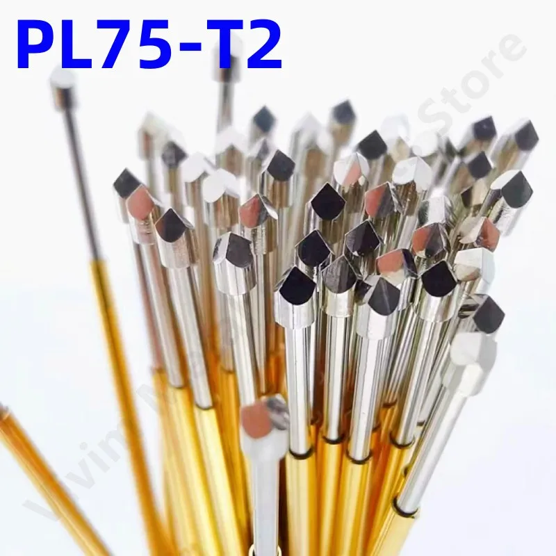 

100PCS PL75-T2 Spring Test Probe Test Pin Pogo Pin Nickel Plated Pin Dia1.02mm Length 33.35mm PL75-T Test Head Dia1.3mm PCB Tool