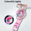 Pretty Girls Kids Children Students Rotatable Music Lights Sounds Rainbow Unicorn Collection Flip Digital Flashing Gift Watches 3