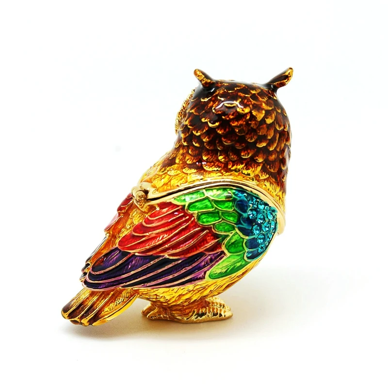SHINNYGifts-European Style Bird Owl Shape Trinket Box, Small Home Decoration, Jewelry Gift Box