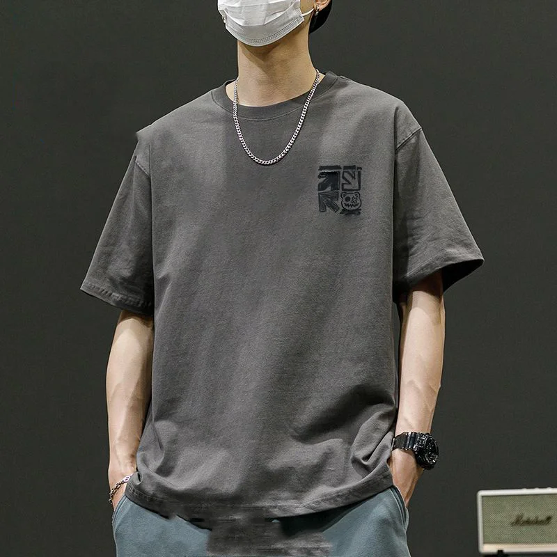 

Винтажные свободные топы с коротким рукавом, футболки, мужская летняя новая однотонная Молодежная универсальная Уличная Повседневная футболка, модная трендовая мужская одежда