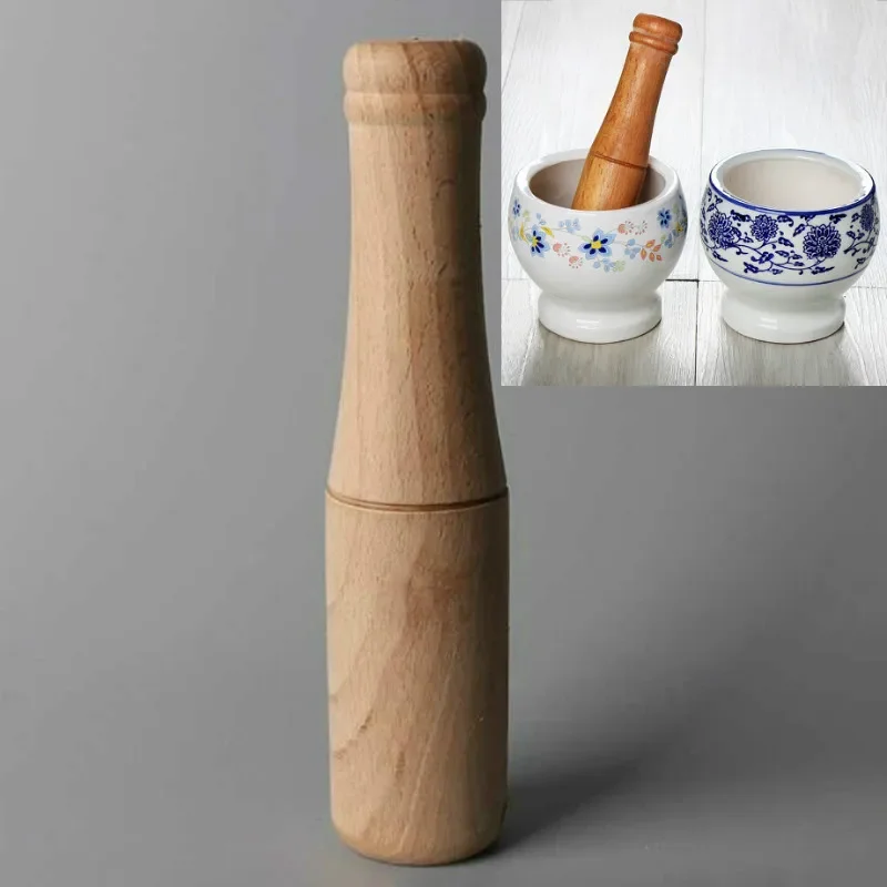 Practical Mill Grinder Set Handheld Seasoning Mills Stick Kitchen Mortar Pestle Tools Set Wooden Garlic Handle Garlic Mortar