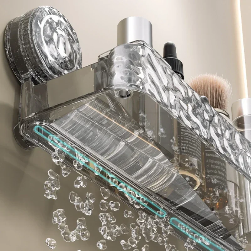 Light Luxury Bathroom Shelf Suction Cup Shampoo Shower Rack Punch-Free Storage Organizer Holder Bathroom Accessories 4