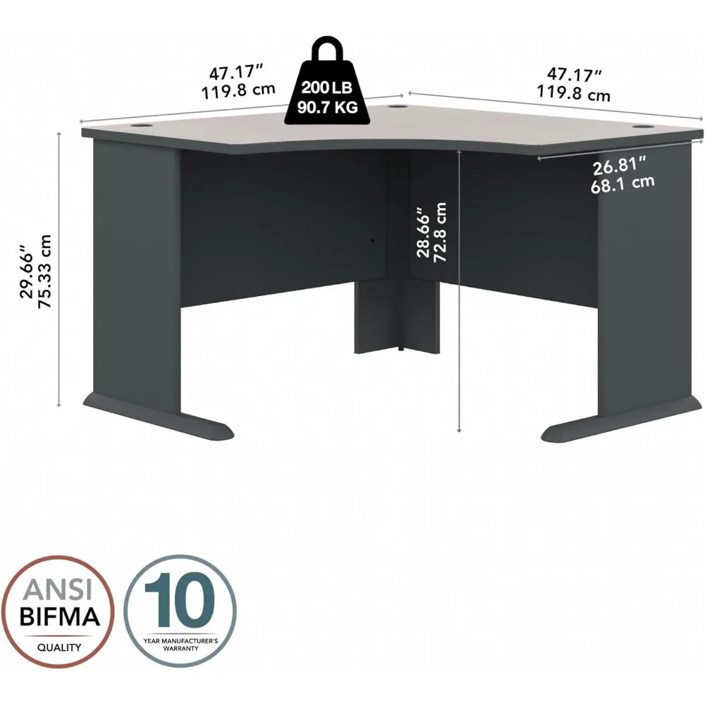 Reception Desks,Series A 48W Corner Desk in White Spectrum and Slate, Small Computer Table for Home or Professional Office