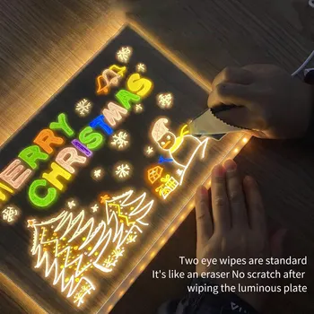 Glowing LED Drawing Board Lamp Transparent Acrylic Message Note Board Erasable Memo USB Night Light Birthday Christmas Gifts 2