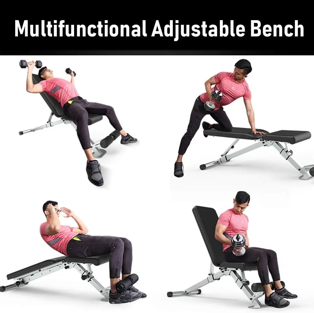 Adjustable Weight Bench Foldable Workout Exercise Bench with Automatic Lock for Upright Incline Decline and Flat Fu