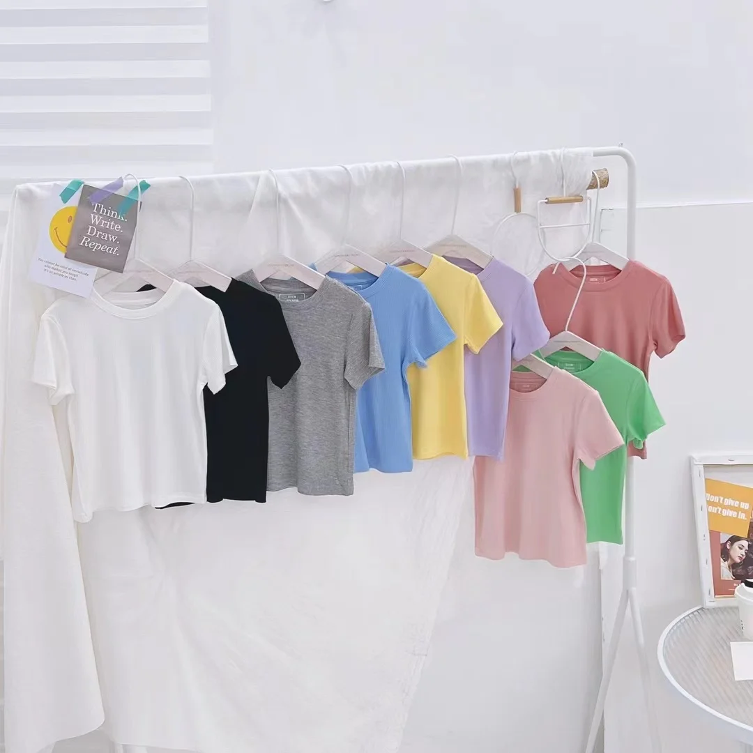 

2-6T Toddler Kid Baby Boys Girls Clothes Summer Top Short Sleeve Ribbed Cotton T Shirt Infant Basic Tee Childrens Tshirt Outfits