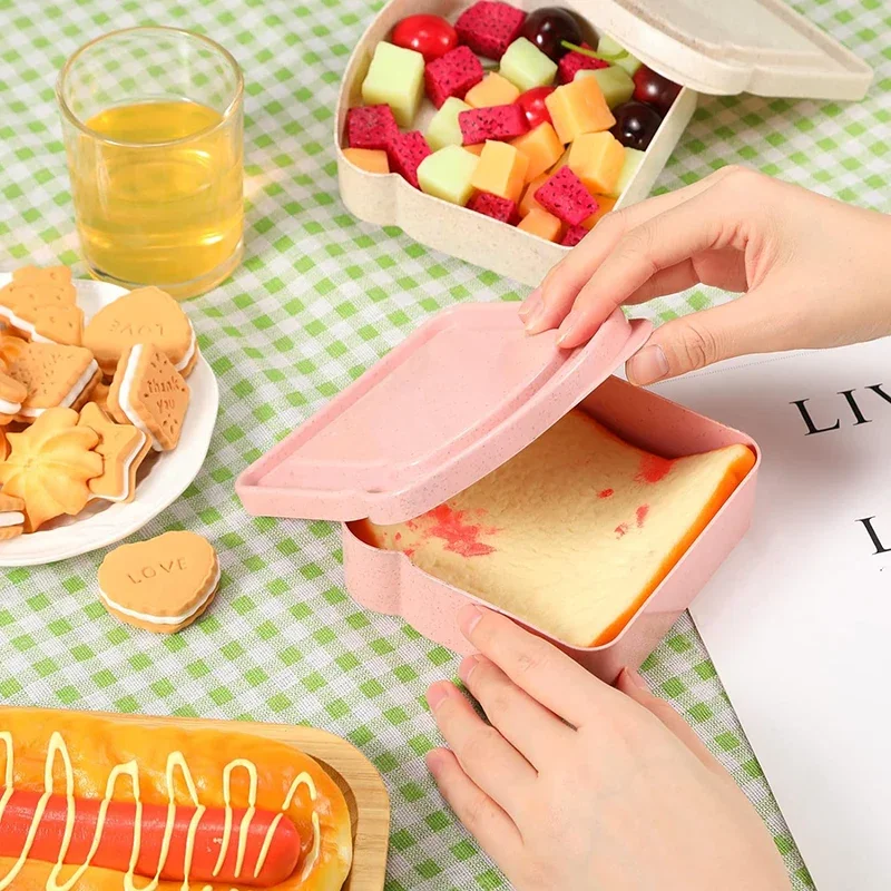 Sandwich Containers Lunch Box Toast Storage Box With Lid Eco-Friendly Lunch Food Container Microwavable Picnic Student