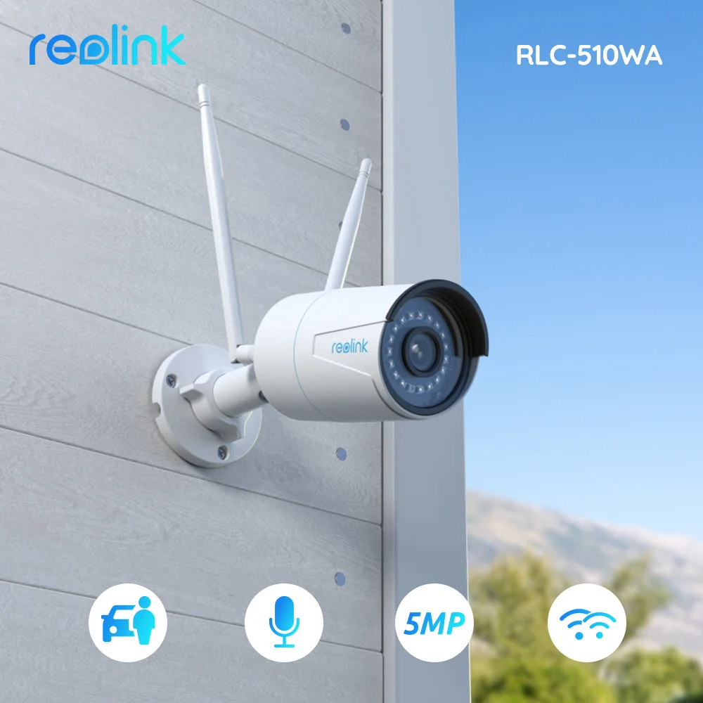  REOLINK RLC-410W - Security Camera Outdoor, 4MP Plug-in WiFi  Security Cameras System for Home, 2.4/5Ghz WiFi, Night Vision, IP66  Waterproof, Smart Person/Vehicle Detection, Works with Google Assistant :  Electronics