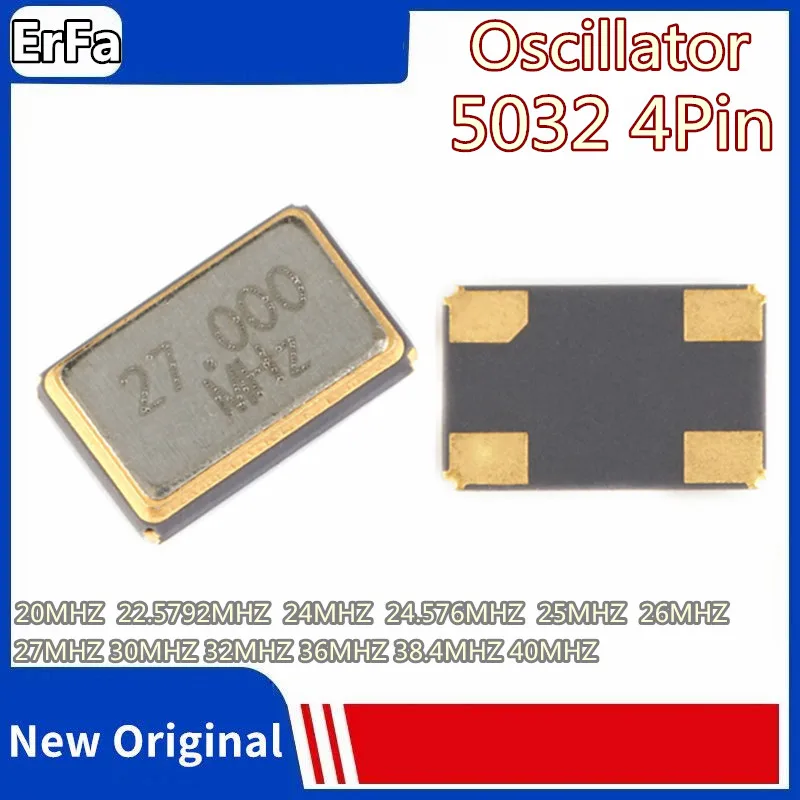 

5pcs 5032 SMD Active Oscillator 4pin 20MHZ 22.5792MHZ 24MHZ 24.576MHZ 25MHZ 40MHZ 26M 27M 26MHZ 27MHZ 30MHZ 32MHZ 36MHZ 38.4MHZ