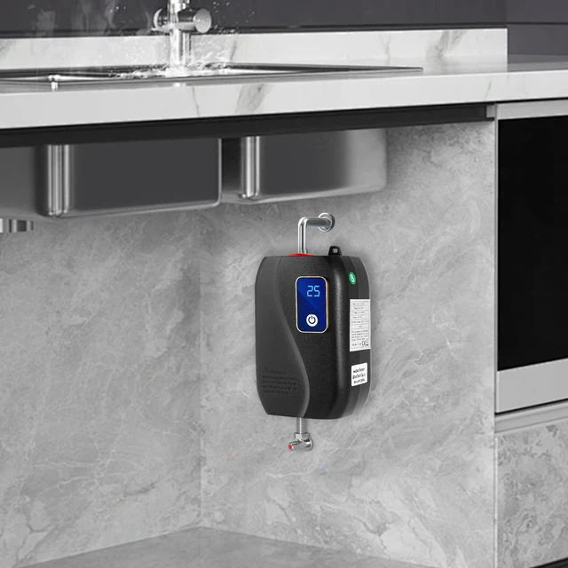 3500W Mini chauffe-eau électrique LCD dispositif d'eau chaude instantanée cuisines eau outil de chauffage rapide 220V pour salles de bains, bureaux, etc. 1