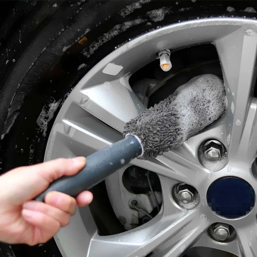 

Car Wash Portable Microfiber Wheel Tire Rim Brush Car Wheel Wash Cleaning for Car with Plastic Handle Auto Washing Cleaner Tools