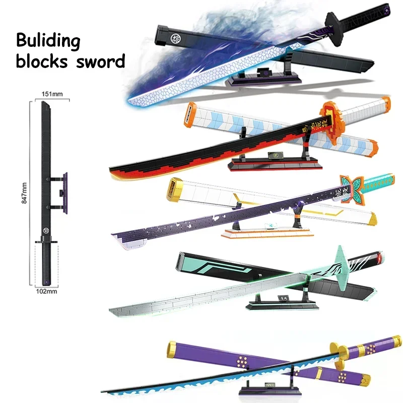 

Demon Slayer Ninja Sword Brick Scissor Seven Magic Blade Kochou Shinobu Yamato Building Block Toy For Children Katana Model