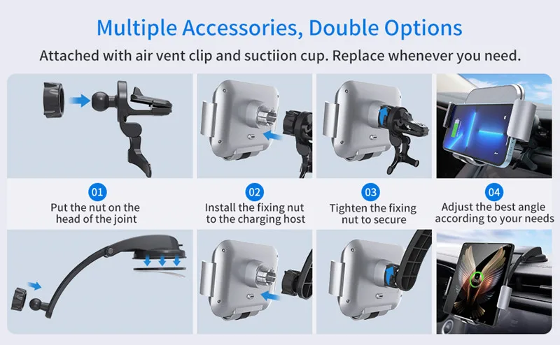 15W Wireless Charger Stand Holder Dual Coil Faltbare PH Auto Schnellladestation für Samsung Galaxy Z Fold 4 3 2_voghion.com