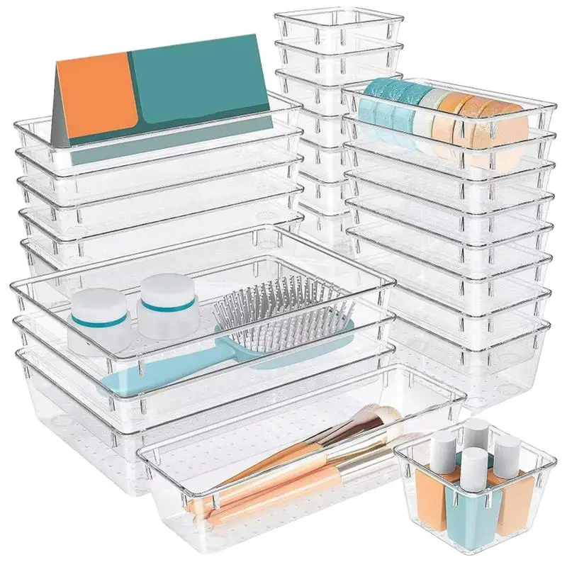 

Desk Dividers Bins Clear Drawers Organizer Bins Bedroom Dresser Office Storage Box Drawer Organizers Set Kitchen Drawer Tray