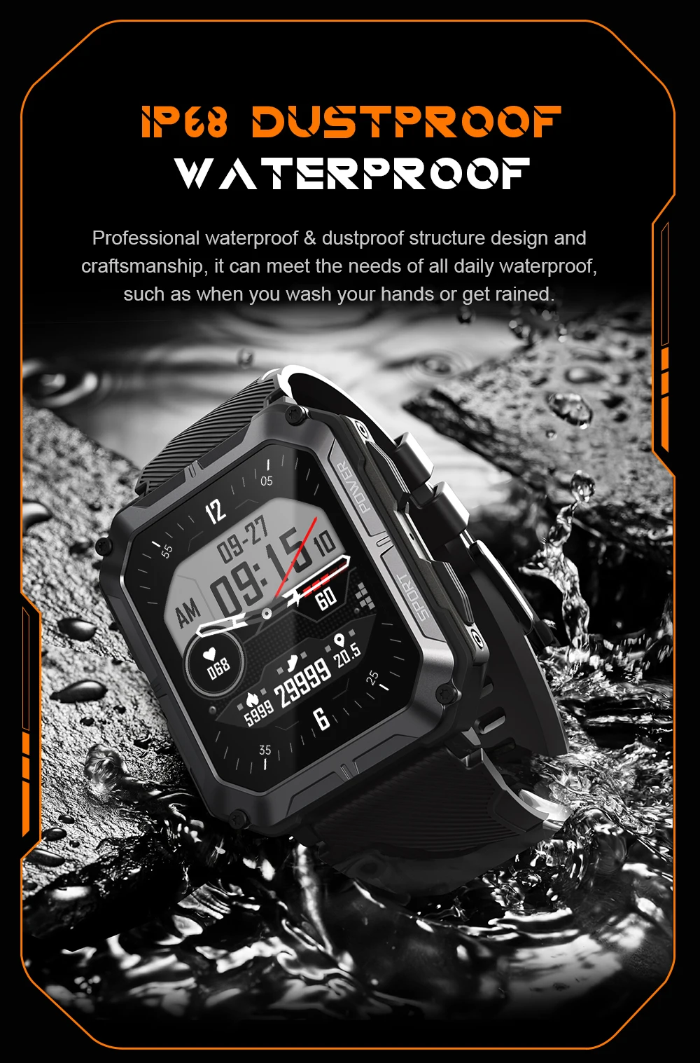 LEMFO Ʈ ġ  C20Pro  Smartwatch IP68   ȭ 380mAh  123   2023 1.83 ġ