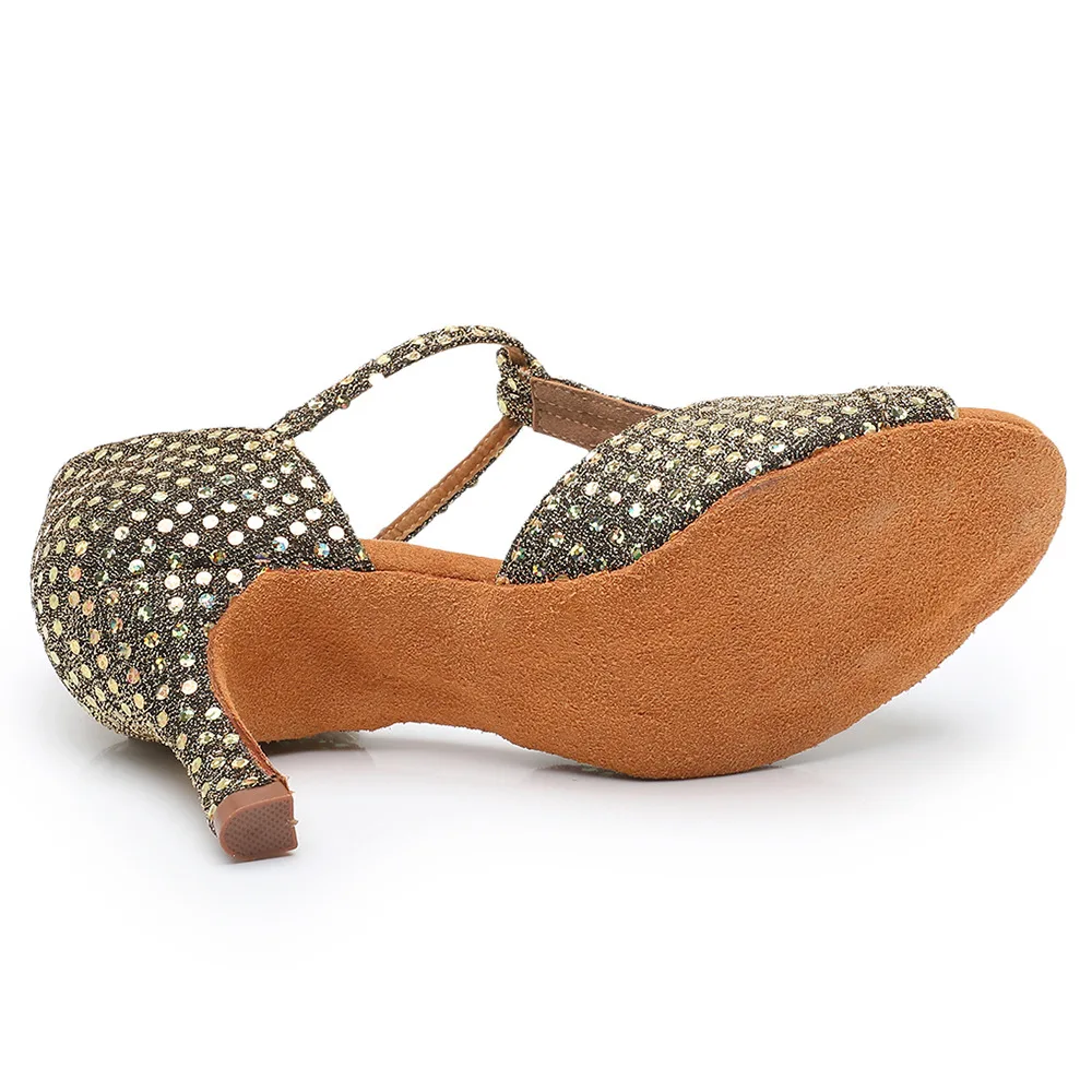 Female Adult Latin Dance Shoes Soft Soled Dance Shoes Girls Performance Practice Cha Cha Women Dance Shoes Shiny Diamond
